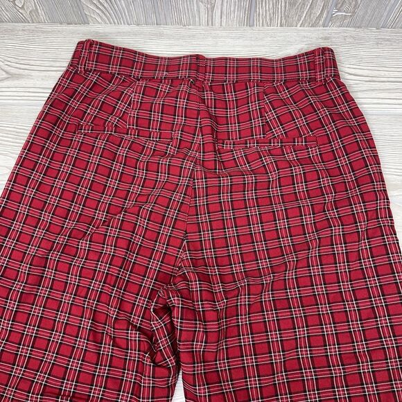 Hollister Ultra High-Rise Red Plaid Pants Juniors Size Medium Stretch - Picture 4 of 12